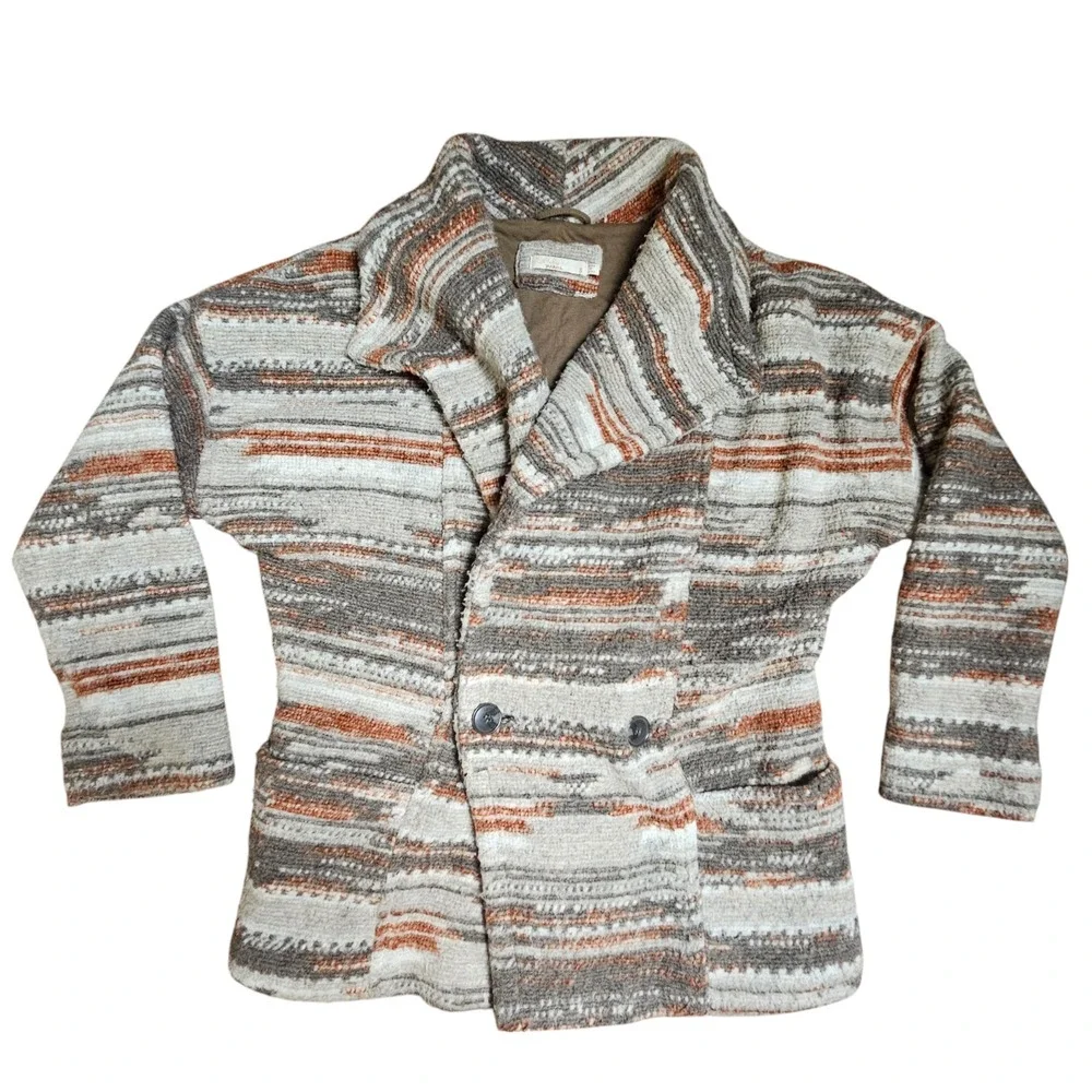 Prana Arria Jacket Wool Blend Knit Womens S Double Breasted Boho Aztec Southwest
